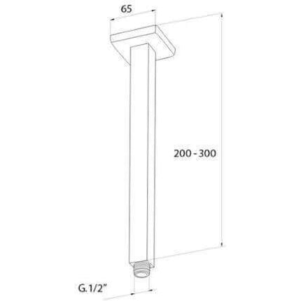Braccio doccia a soffitto design squadrato - 20cm / 30cm
