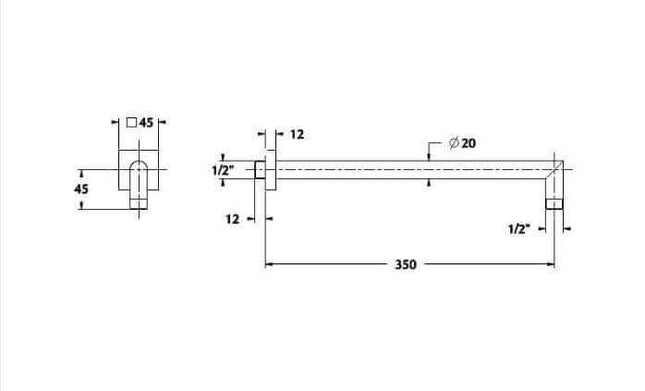 Braccio soffione doccia tondo - 35cm