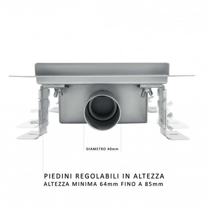 Canalina Di Scarico Doccia Piastrellabile Acciaio Inox 15x15