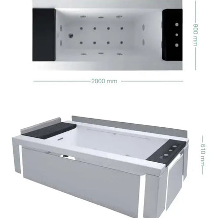COLACRIL VITTORIA Vasca Idromassaggio Con Doppia Cascata 200x90