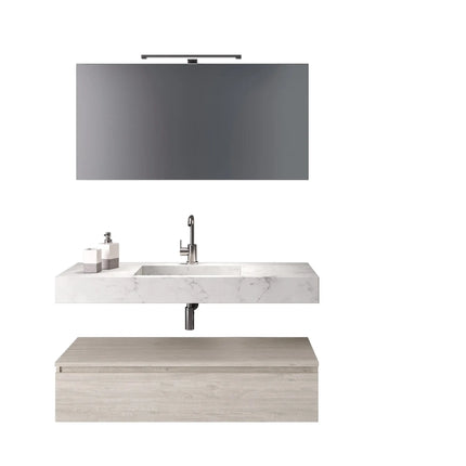 Composizione Bagno 120cm Con Vasca Integrata Cassetto E Specchio