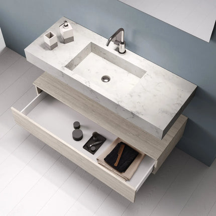 Composizione Bagno 120cm Con Vasca Integrata Cassetto E Specchio