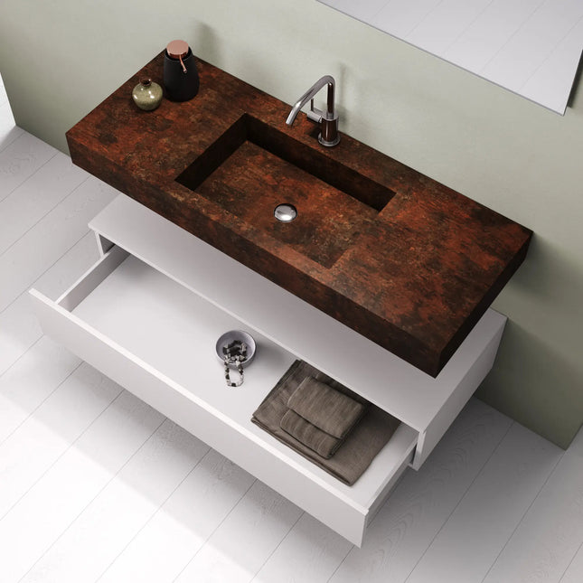 Composizione Bagno 120cm Con Vasca Integrata Cassetto E Specchio