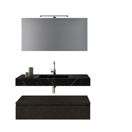Composizione Bagno 120cm Con Vasca Integrata Cassetto E Specchio