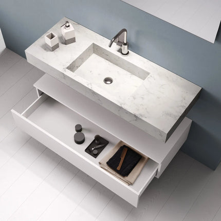 Composizione Bagno 120cm Con Vasca Integrata Cassetto E Specchio