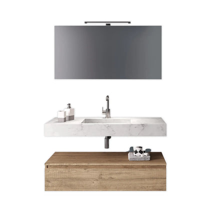 Composizione Bagno 120cm Con Vasca Integrata Cassetto E Specchio