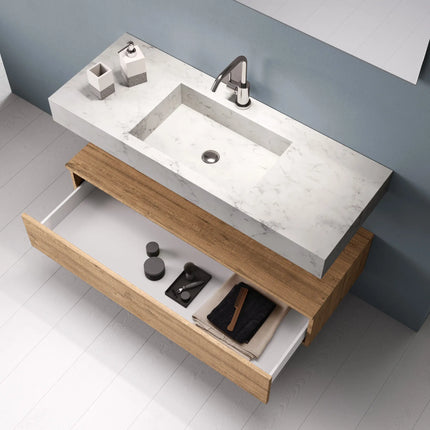 Composizione Bagno 120cm Con Vasca Integrata Cassetto E Specchio