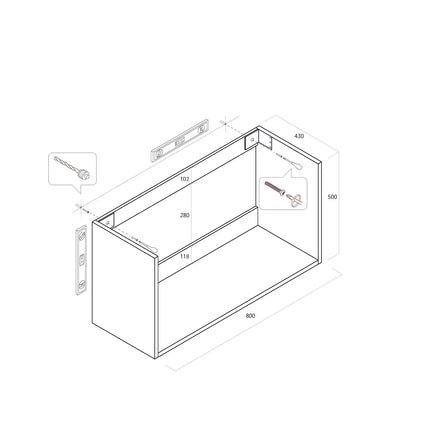 Composizione Bagno 80cm Sospesa Con Due Cassetti E Specchio Con Lampada
