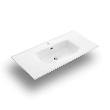 Composizione Mobile Bagno 90cm Sospeso Due Cassetti e Specchio Con Lampada