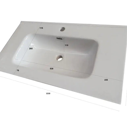Composizione Mobile Bagno 90cm Sospeso Due Cassetti e Specchio Con Lampada