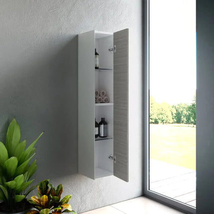 Composizione Mobile Bagno 90cm Sospeso Due Cassetti e Specchio Con Lampada
