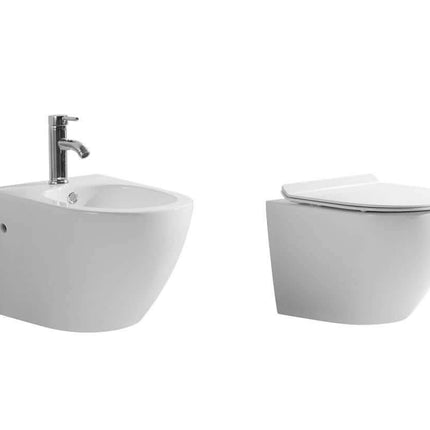 Coppia Sanitari Sospesi / A Terra Filo Muro Con Copriwater Soft-Close - Giglio Sanitari A Terra