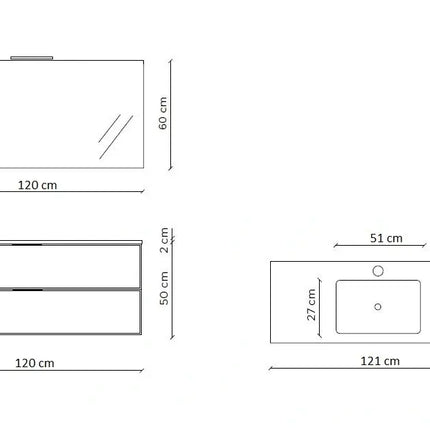 Composizione Bagno Sospesa 120cm - Solmira