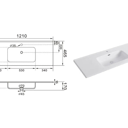 Composizione Bagno 120cm Sospesa Due Cassetti E Specchio Con Led Integrato