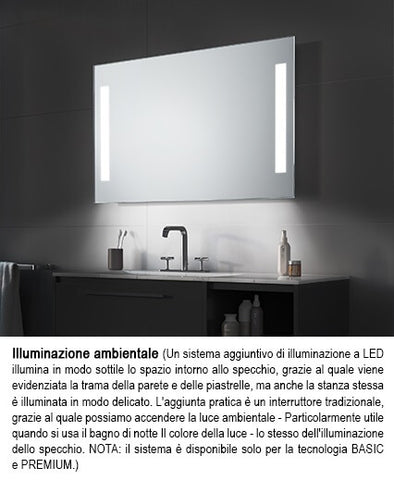 Specchio led con illuminazione esterna