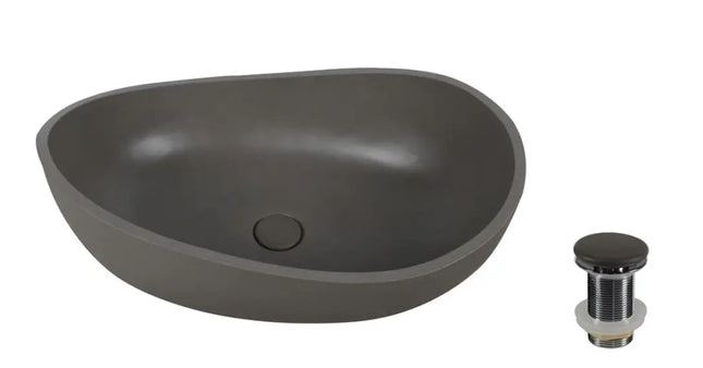 KARAG ERIS | Lavabo Da Appoggio In Pietra Ricomposta Grigio Cemento