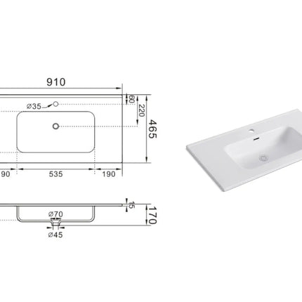 Mobile Bagno Sospeso 90 cm - Zefira