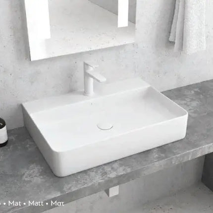 Lavabo Da Appoggio 50x42 In Ceramica - Bianco Opaco