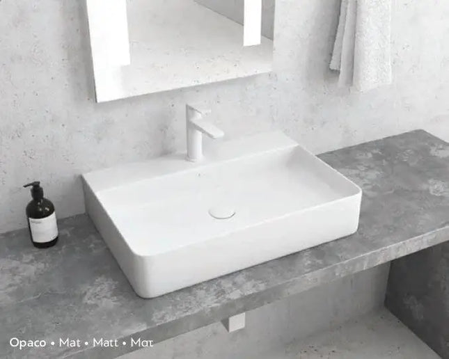 Lavabo Da Appoggio 50x42 In Ceramica - Bianco Opaco