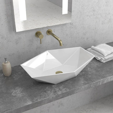 Lavabo Da Appoggio Esagonale Design Moderno 57x37.5