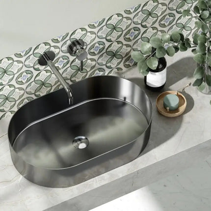 Lavabo Da Appoggio In Acciaio Inox 55x35 - Canna Di Fucile