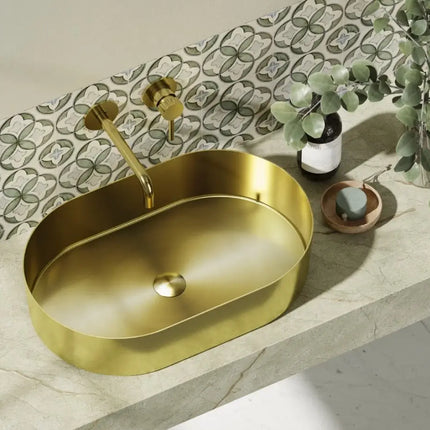 Lavabo Da Appoggio In Acciaio Inox 55x35 - Oro