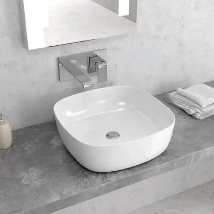 Lavabo Da Appoggio In Ceramica Bianca 41x41 WKG2413B