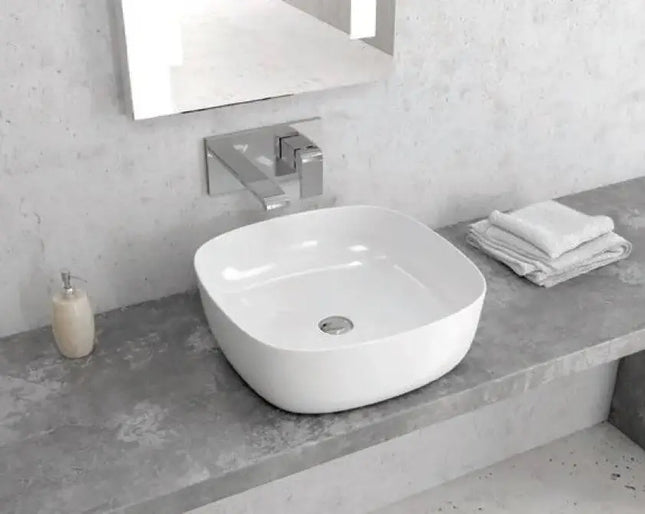 Lavabo Da Appoggio In Ceramica Bianca 41x41 WKG2413B