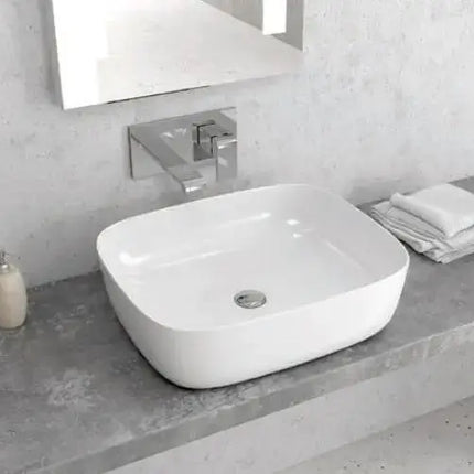 Lavabo Da Appoggio In Ceramica Bianca 50x40 WKG2413A