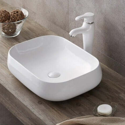 Lavabo Da Appoggio In Ceramica Bianca 56x42 - LB806W