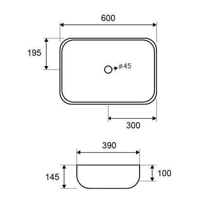 Lavabo Da Appoggio In Ceramica Bianca 60x39 WKG2413P