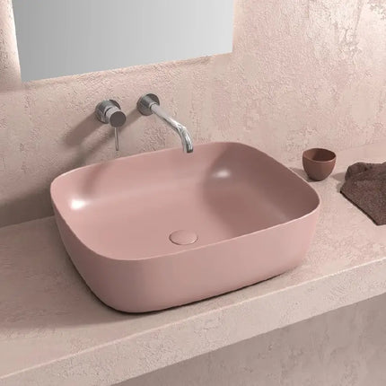 Lavabo Da Appoggio In Ceramica Rosa Opaco