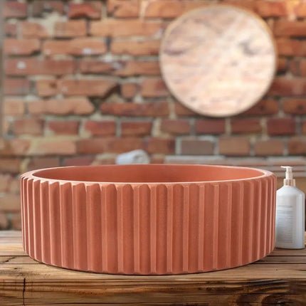 Lavabo Da Appoggio In Cemento - Oyster Red
