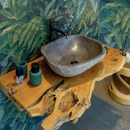 Mensola Porta Lavabo In Teak Massello Naturale