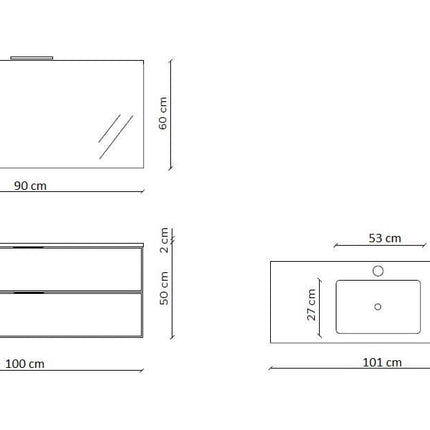 Composizione Bagno Sospesa 100cm - Solmira