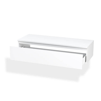 Mobile Bagno 120cm | Lavabo, Doppio Cassettone, Specchio Con Lampada E Cubi Porta Oggetti