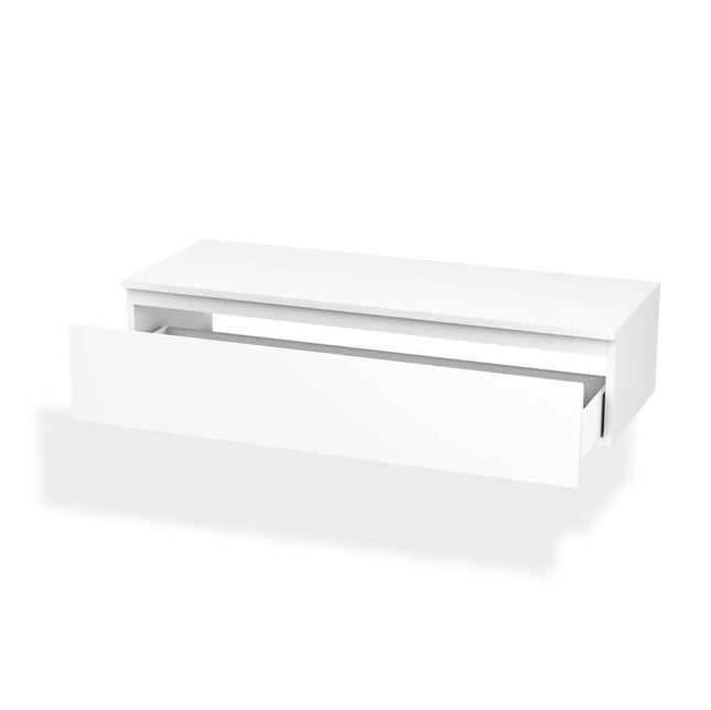 Mobile Bagno 120cm | Lavabo, Doppio Cassettone, Specchio Con Lampada E Cubi Porta Oggetti