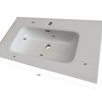 Mobile Bagno 120cm Sospeso Due Cassetti e Specchio Con Lampada