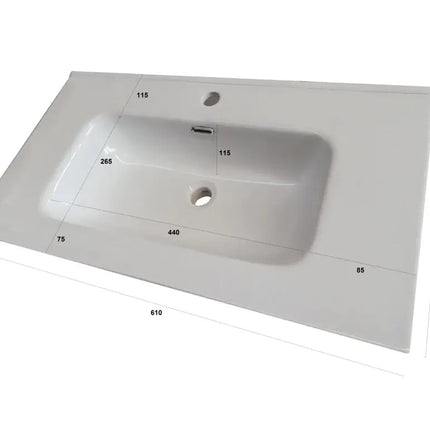 Mobile Bagno 80cm Sospeso Due Cassetti e Specchio