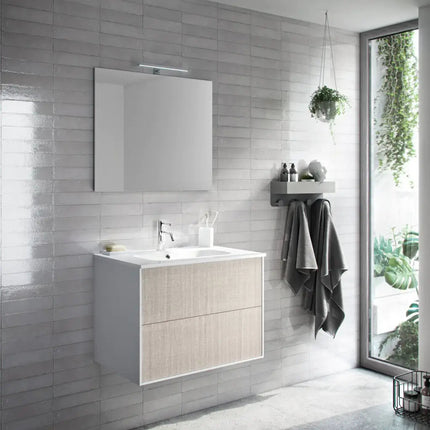 Mobile Bagno 80cm Sospeso Due Cassetti e Specchio Yuta