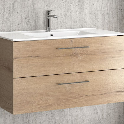 Mobile Bagno 90cm Sospeso Con Specchio Contenitore - New Elsa