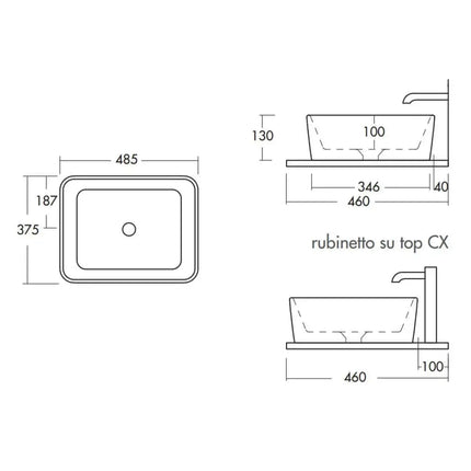 Mobile Bagno Completo Con Mensola e Lavabo Da Appoggio
