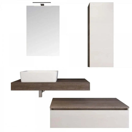 Mobile Bagno Completo Con Mensola e Lavabo Da Appoggio