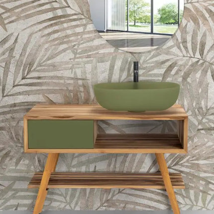Mobile Consolle Bagno 100cm In Teak - Feelgood Emerald Buddah
