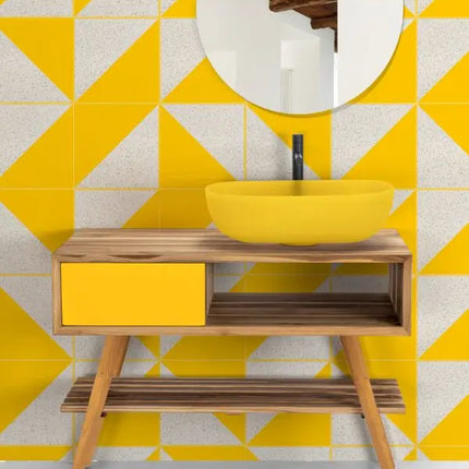 Mobile Consolle Bagno 100cm In Teak - Feelgood Mustard Yellow