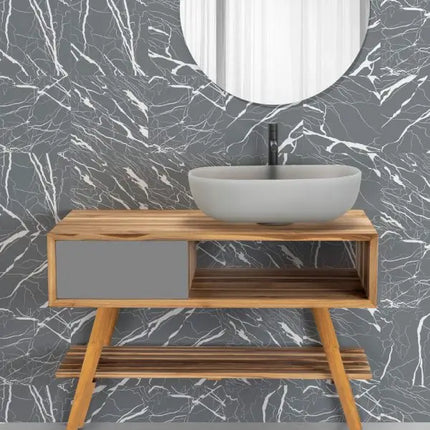 Mobile Consolle Bagno 100cm In Teak - Feelgood Smoke Grey