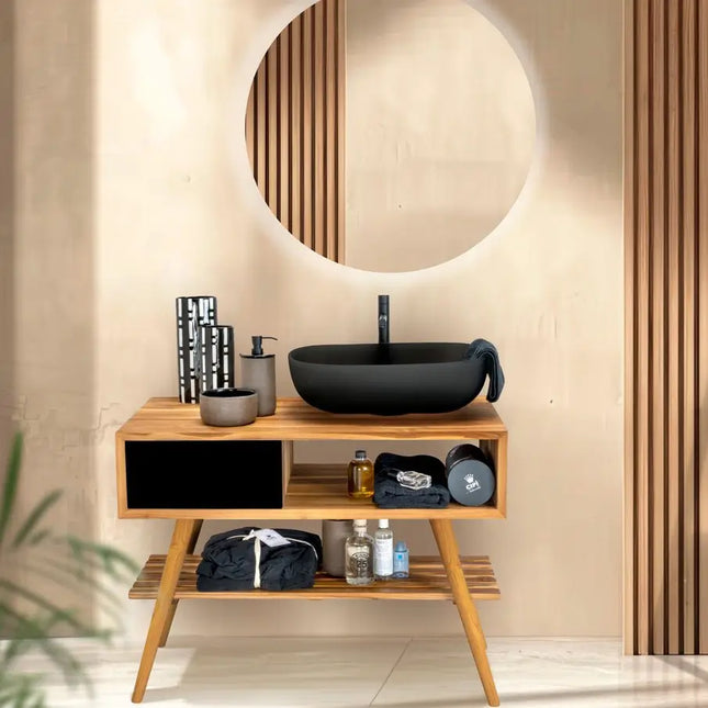 Mobile Consolle Bagno 100cm In Teak - Feelgood Nero