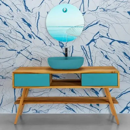Mobile Consolle Bagno 150cm In Teak - Feelgood Blue Sardinia