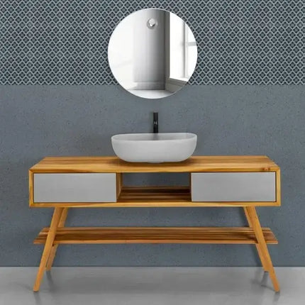 Mobile Consolle Bagno 150cm In Teak - Feelgood Smoke Grey