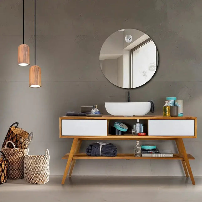 Mobile Consolle Bagno 150cm In Teak - Feelgood Bianco